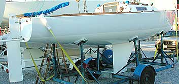 Ray Wulff's J/22, after keel and rudder were faired and hull, keel, and rudder were repainted