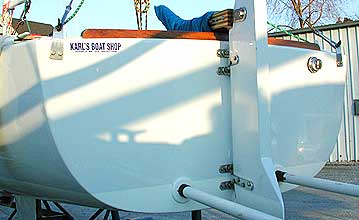 Stern detail -- Ray Wulff's J/22 after fairing and painting.